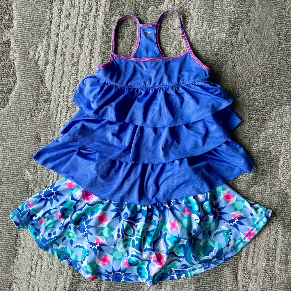 Gymboree GymGo Violet Blue Pink Kids Girls Matching Set Tennis 10 12 Large